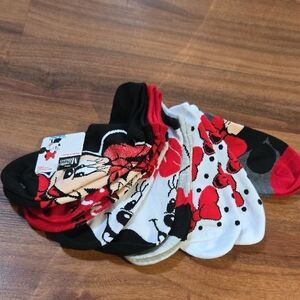 Disney Minnie Mouse Ankle Socks Set Big Girls No Show Socks Pair Of 6 NWT